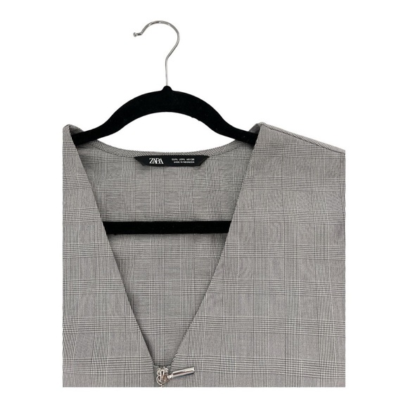 Zara Gray V-neck Zippered Front Shift Dress 3/4 Sleeve size L - Picture 12 of 13